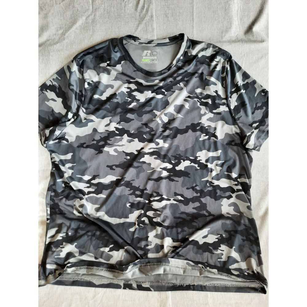 Russell Mens 3XL Training Fit Fresh Force Camouflage Active T-Shirt Short Sleeve